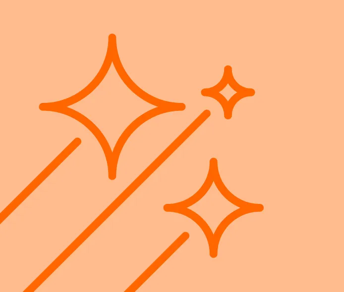 Orange starbursts on a peach background.