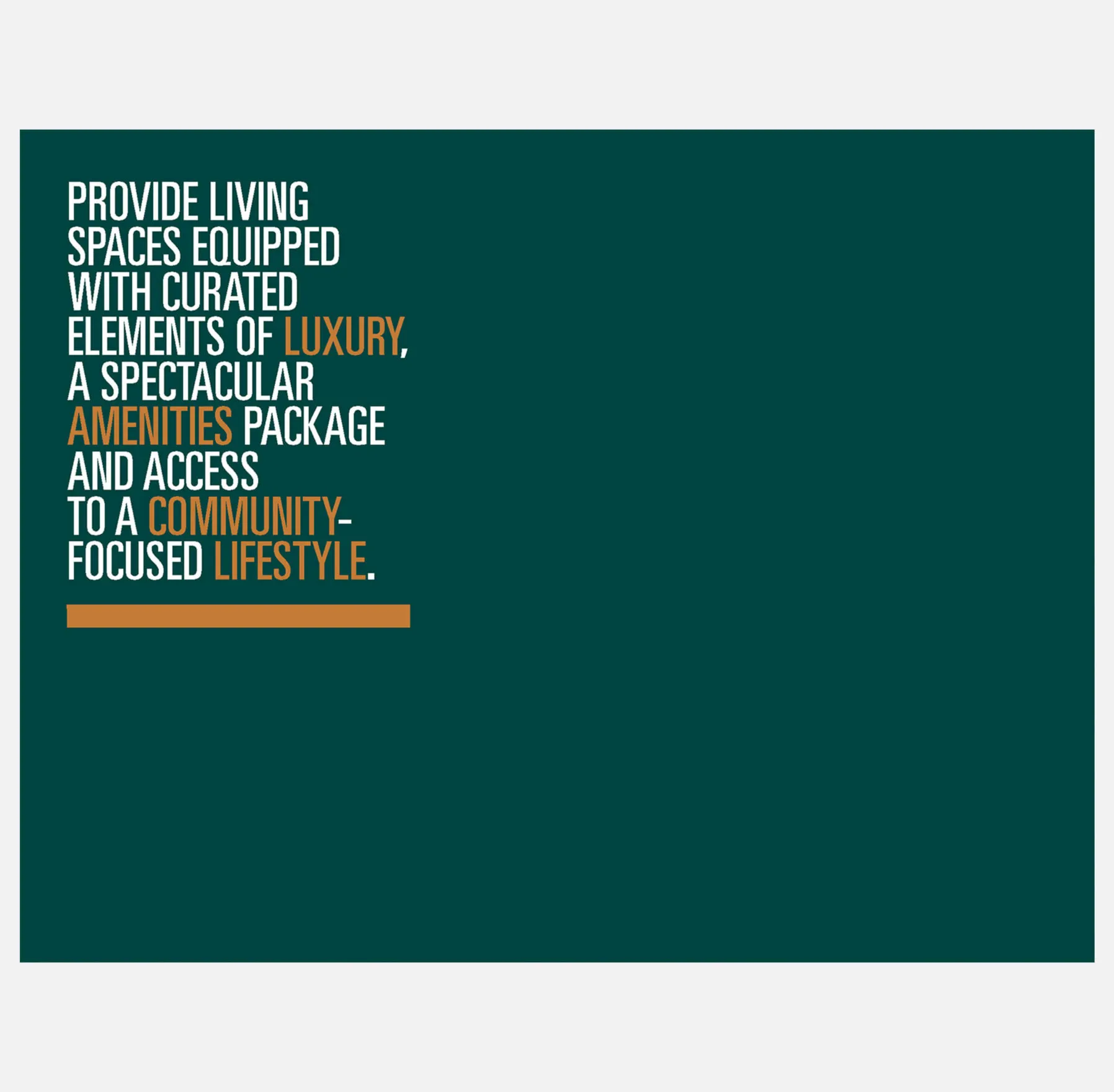 Liberty House messaging about luxury living and community-focused amenities