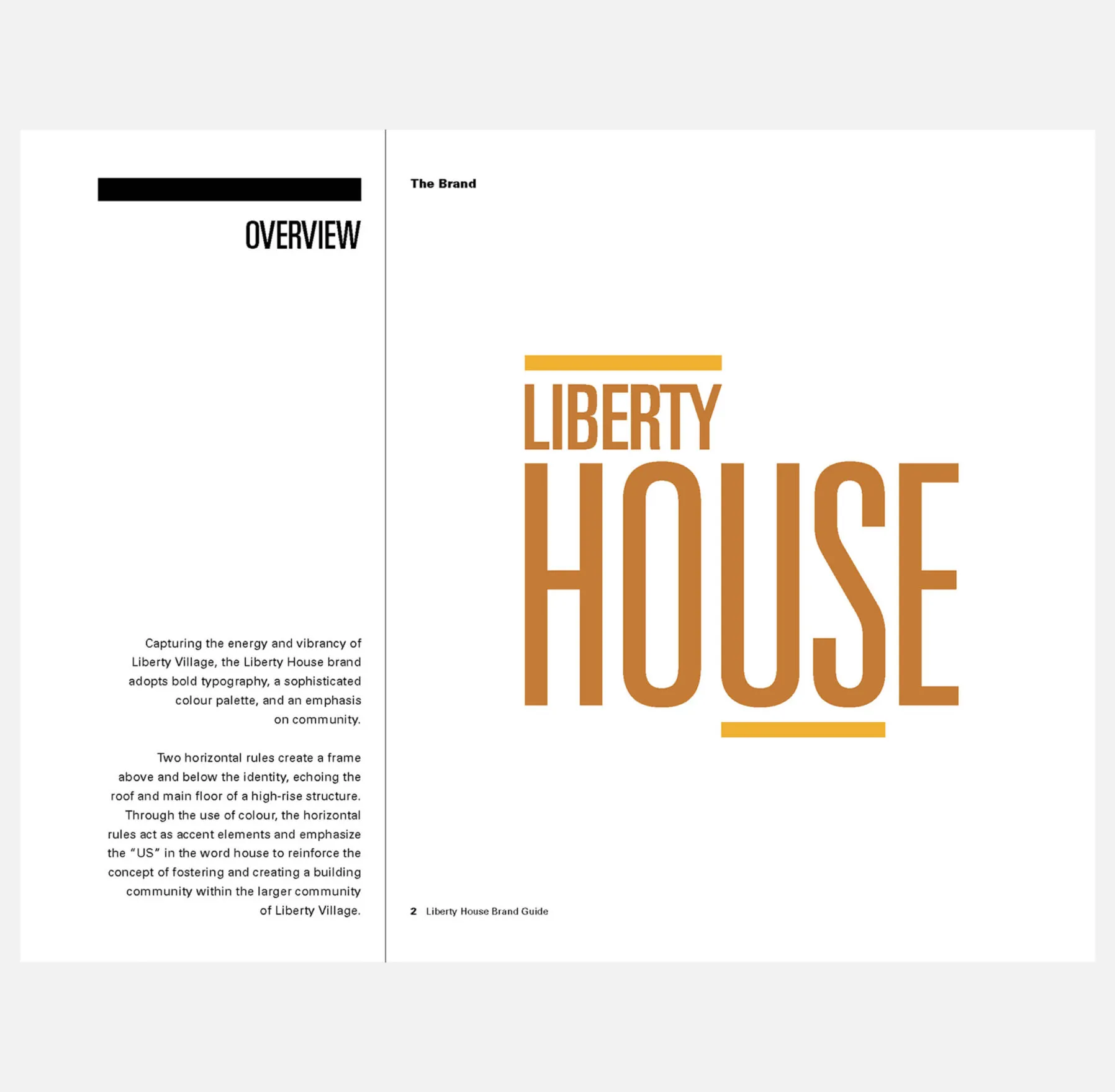 Liberty House brand identity with bold typography and horizontal rules.
