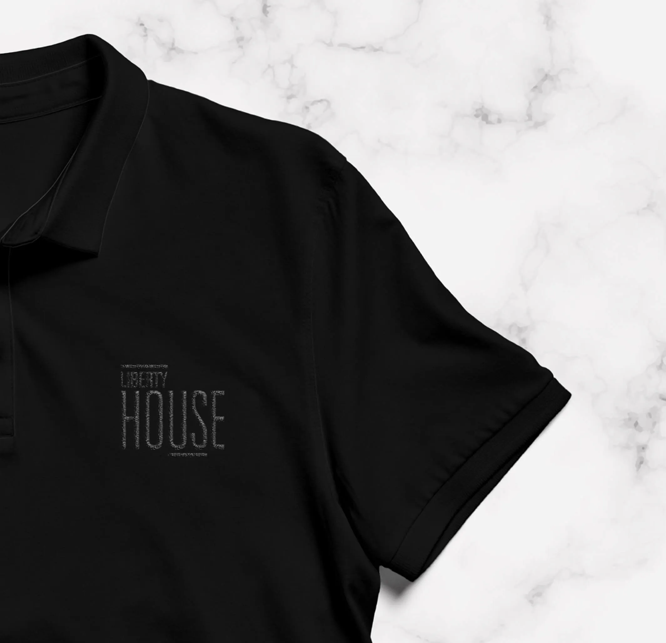 Black polo shirt with 