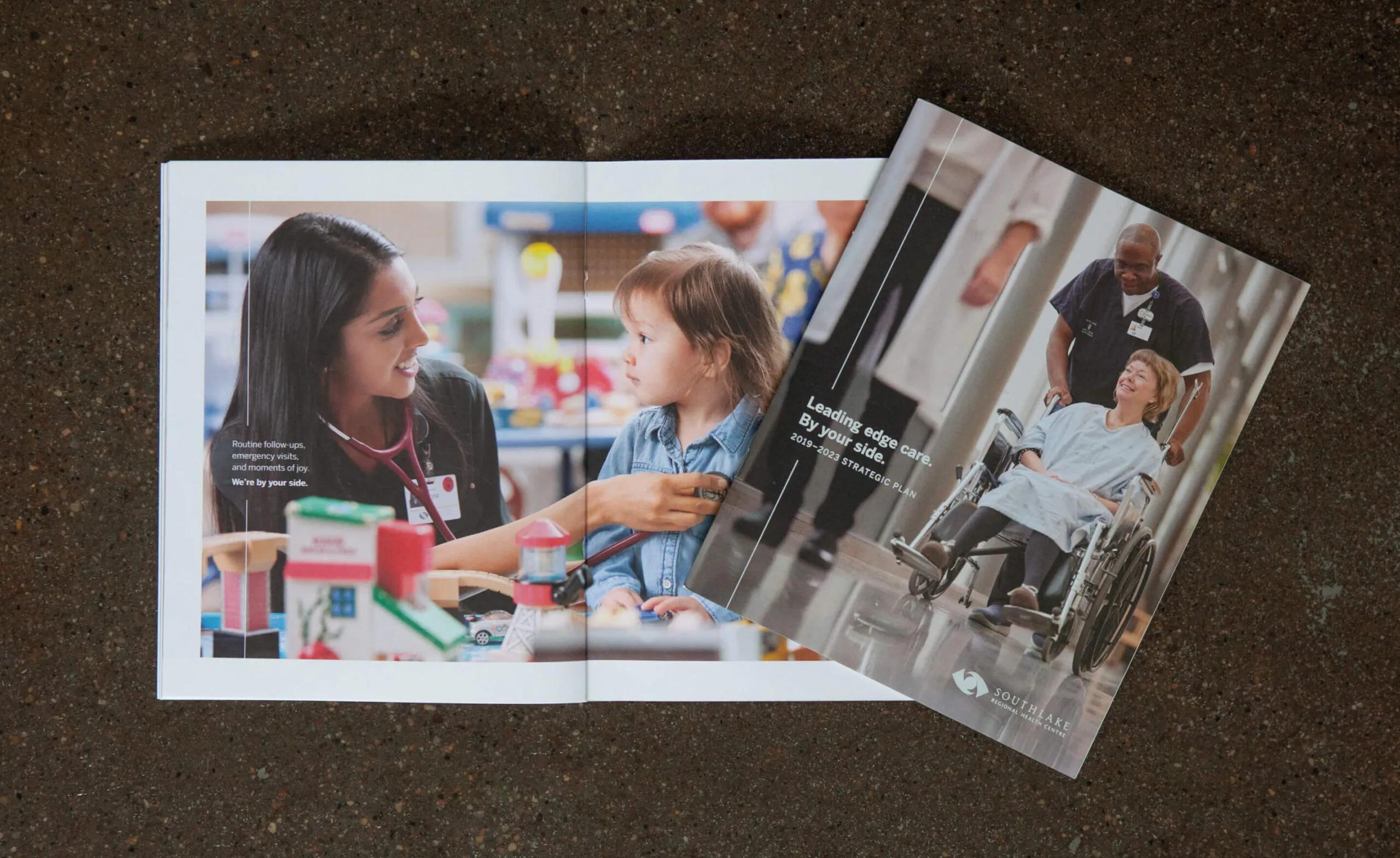 Southlake Regional Health Centre strategic plan with images of healthcare providers and patients.