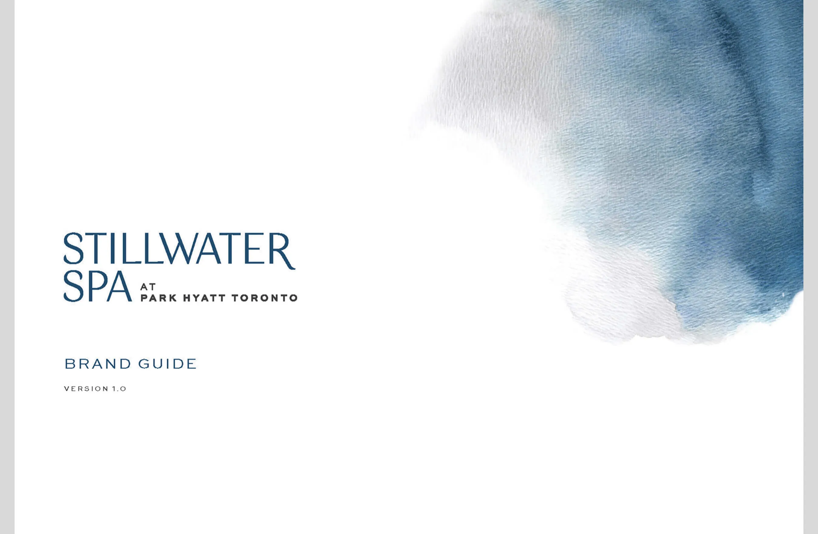 Stillwater Spa at Park Hyatt Toronto brand guide cover with watercolour art