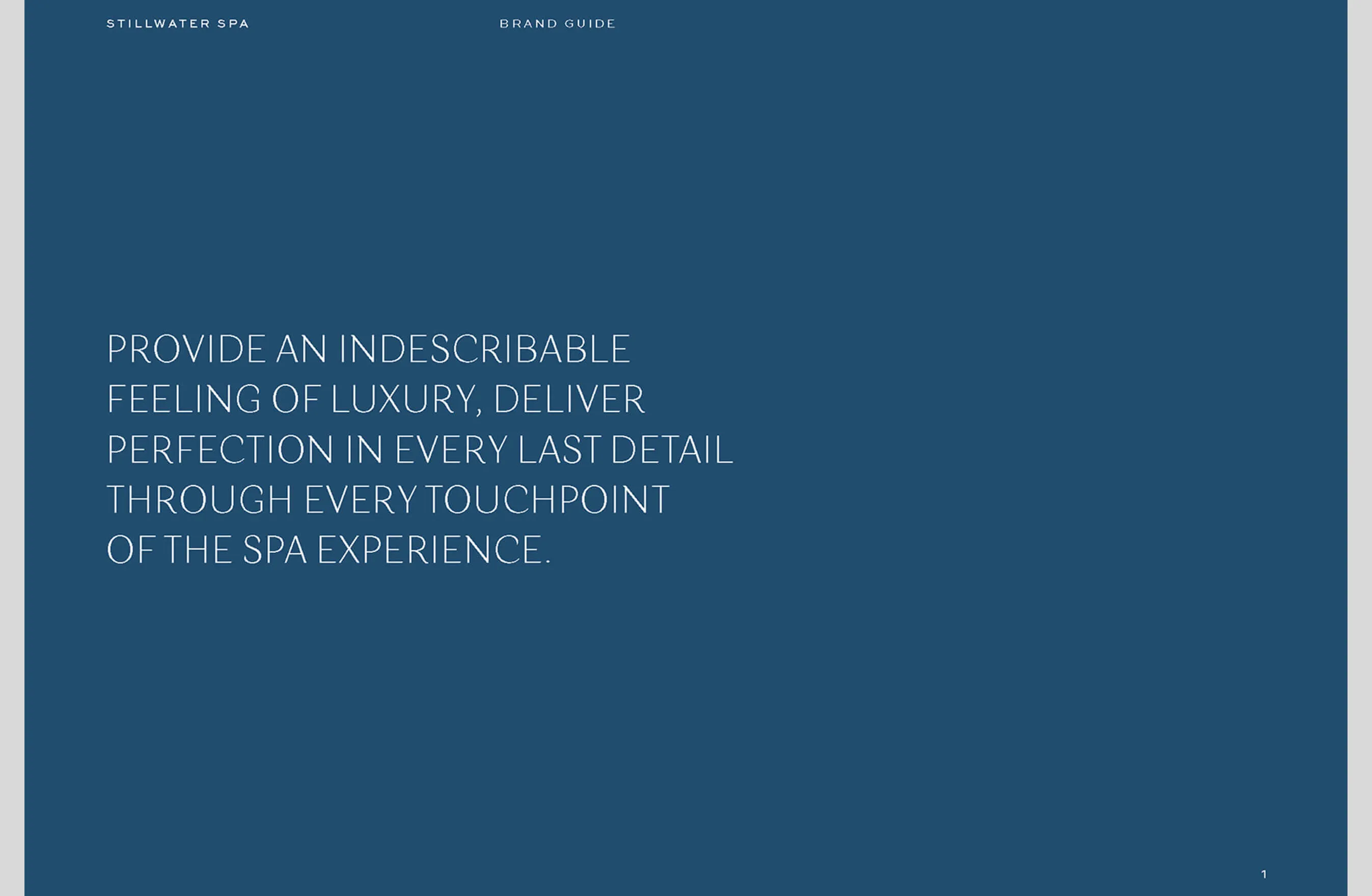 Stillwater Spa brand guide cover with tagline.