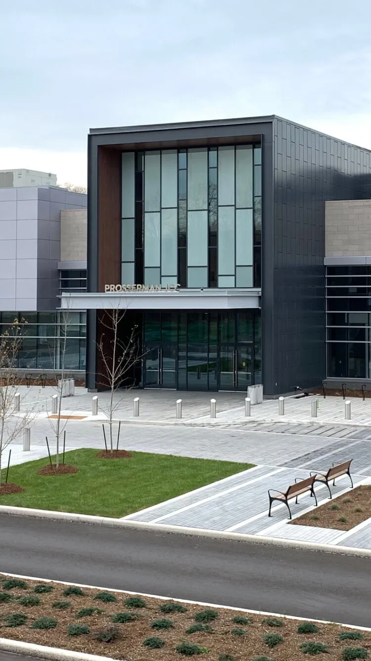 Modern building entrance with 