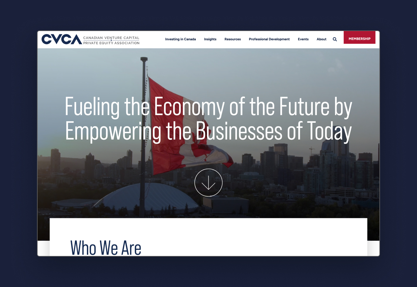 CVCA logo over city skyline with Canadian flag